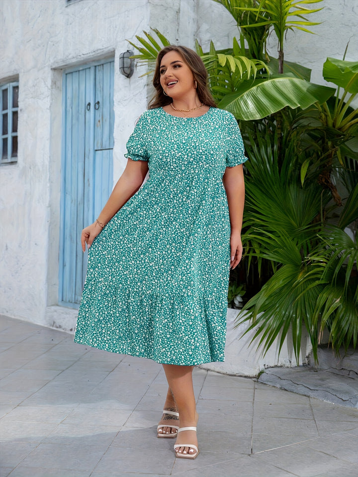 Elyane | Élégante Robe Grande Taille à Imprimé Fleuri