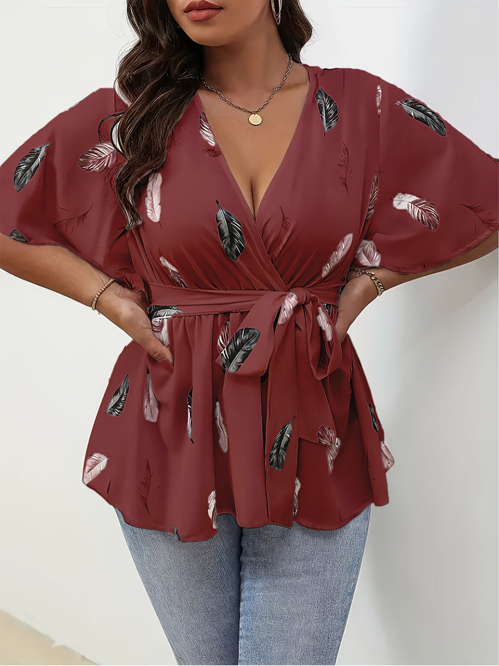 Lise | Blouse Élégante Grande Taille Plumes