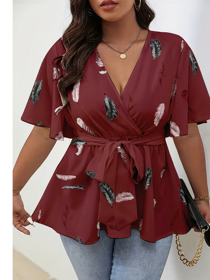 Lise | Blouse Élégante Grande Taille Plumes