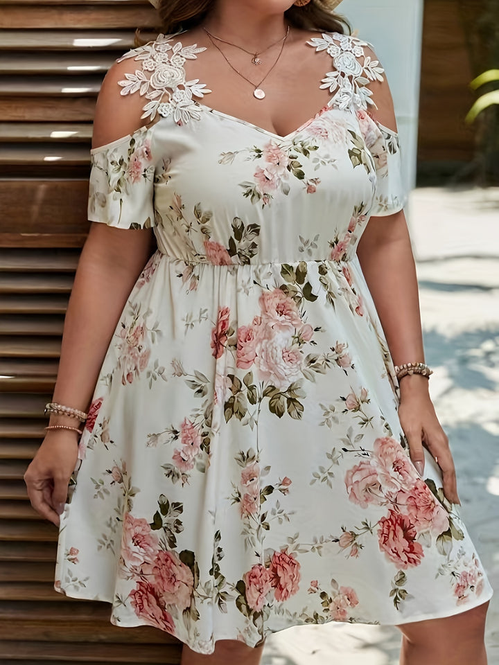 Estelle | Robe Grande Taille Off-Shoulder Fleuri