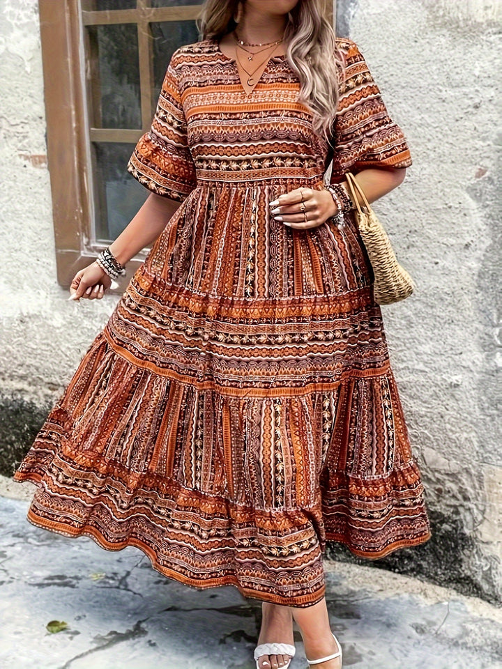 Marie | Robe Grande Taille Imprimé Étagée