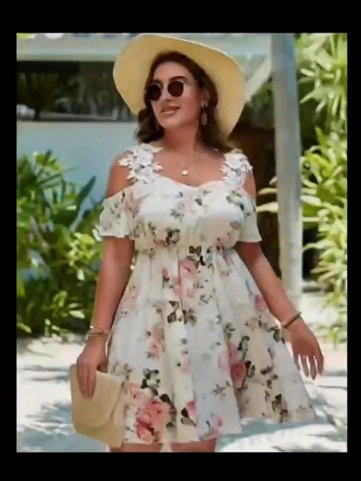 Estelle | Robe Grande Taille Off-Shoulder Fleuri