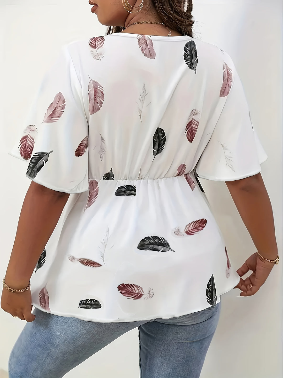 Lise | Blouse Élégante Grande Taille Plumes