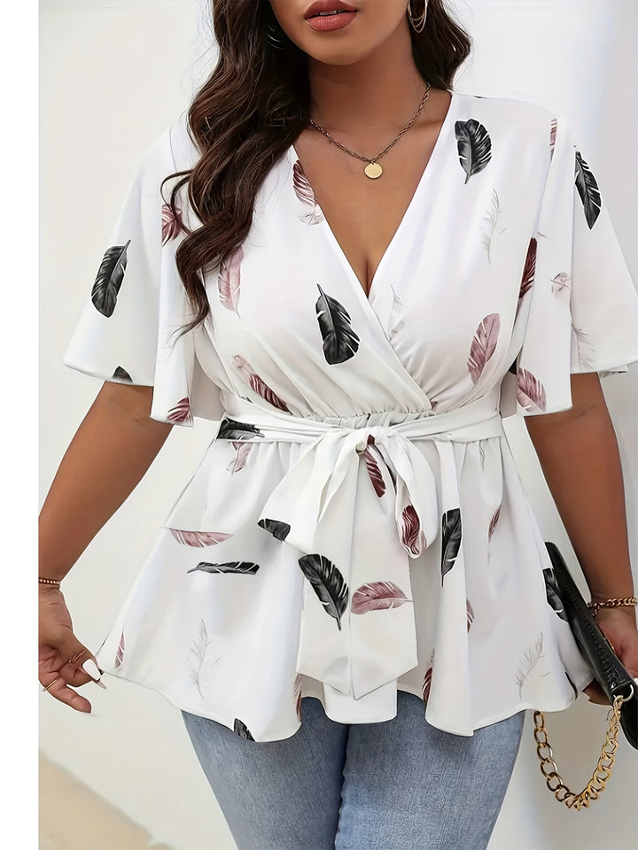 Lise | Blouse Élégante Grande Taille Plumes