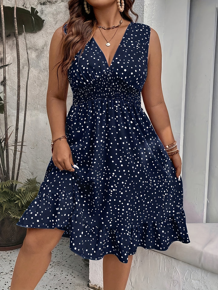 Sophie | Élégante Robe à Pois Sans Manches