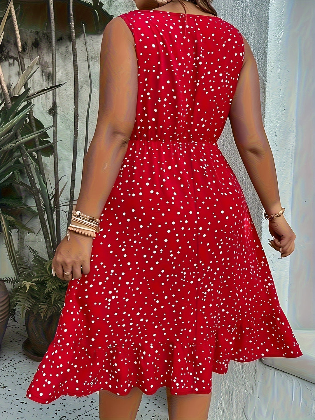 Sophie | Élégante Robe à Pois Sans Manches