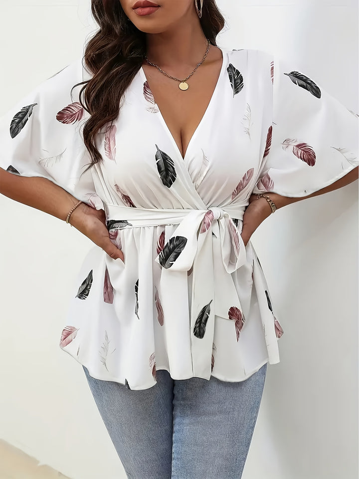 Lise | Blouse Élégante Grande Taille Plumes