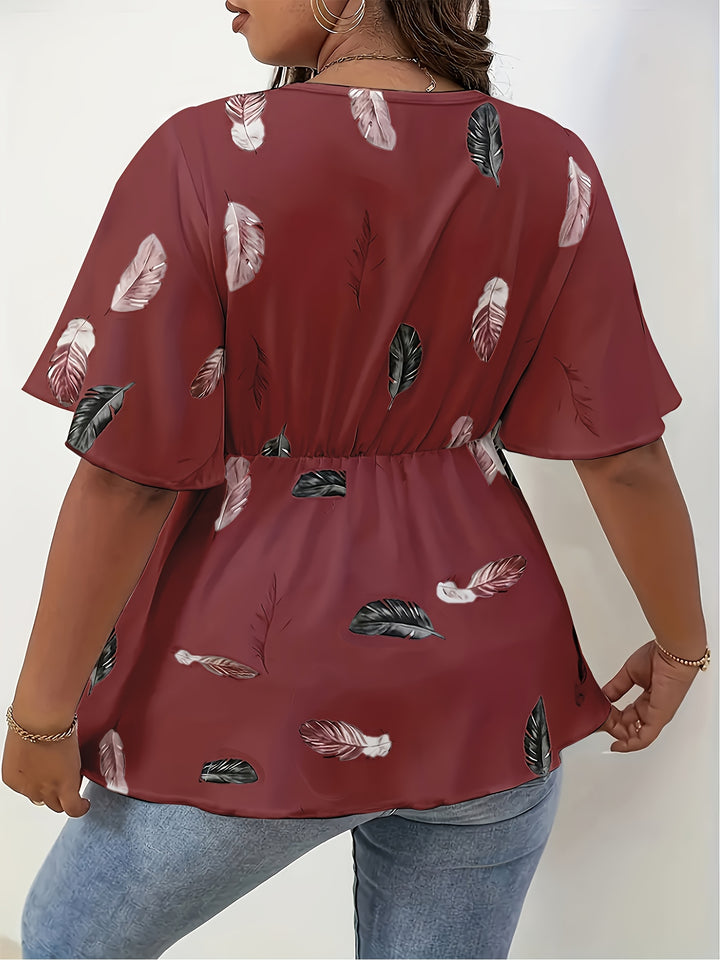 Lise | Blouse Élégante Grande Taille Plumes