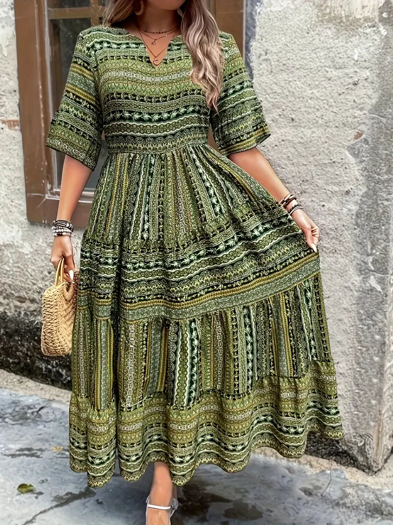 Marie | Robe Grande Taille Imprimé Étagée