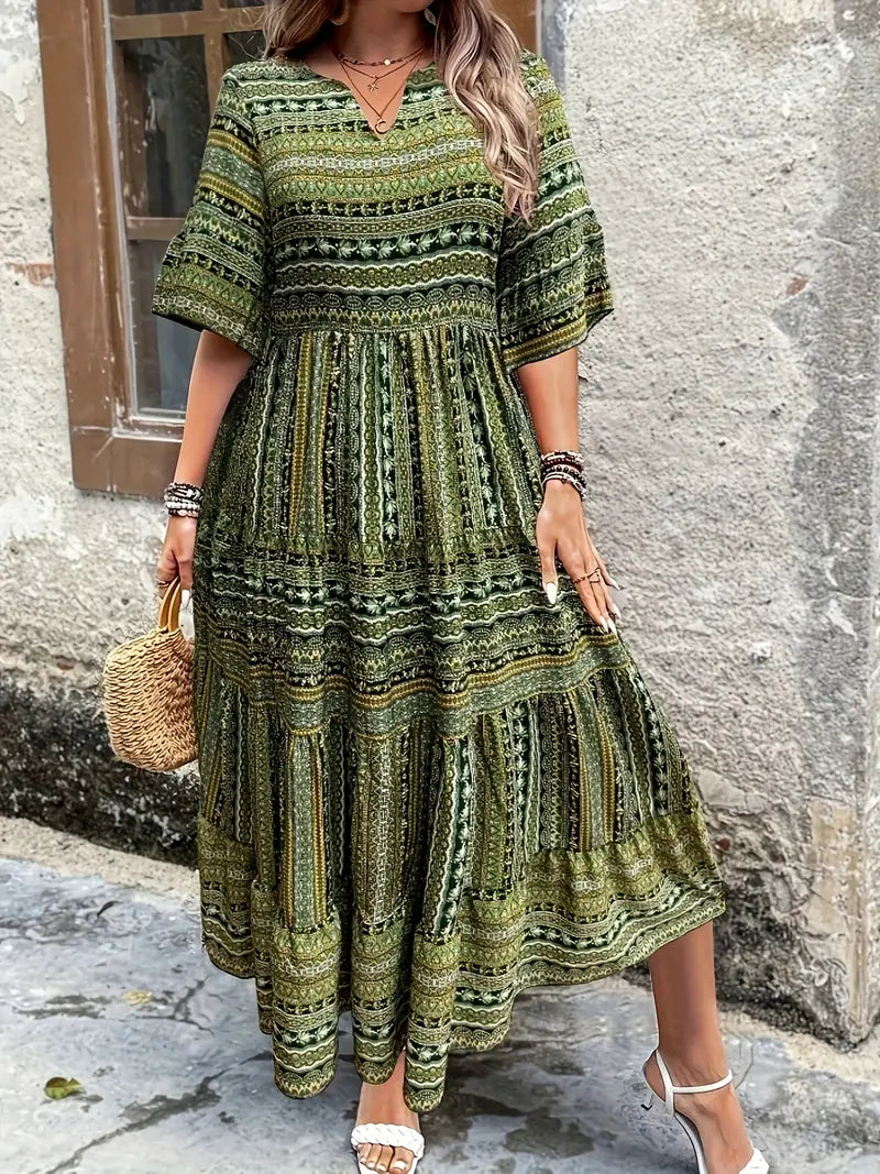 Marie | Robe Grande Taille Imprimé Étagée