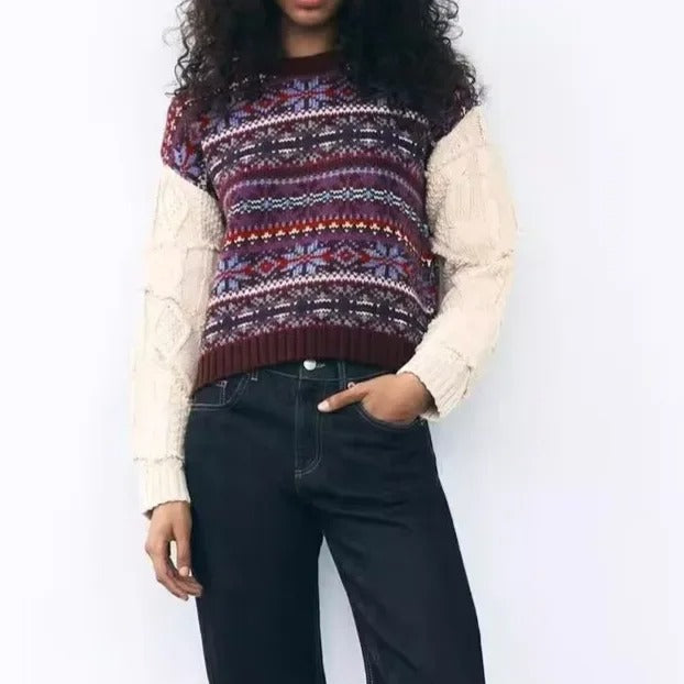 BLANDINE™ | Pull Jacquard Col Femme