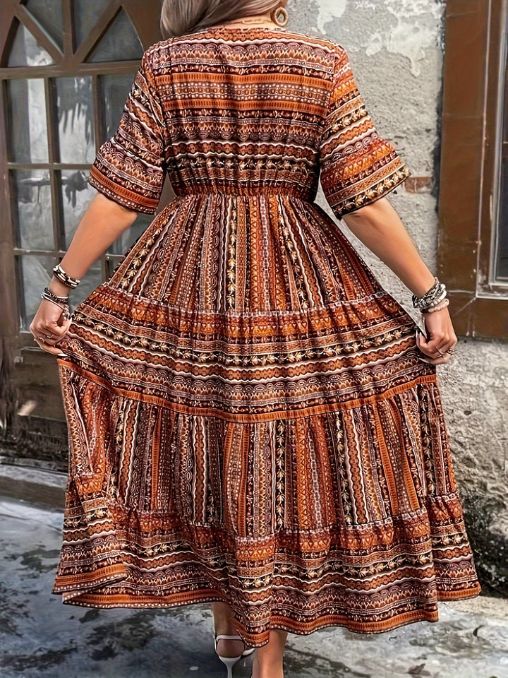 Marie | Robe Grande Taille Imprimé Étagée