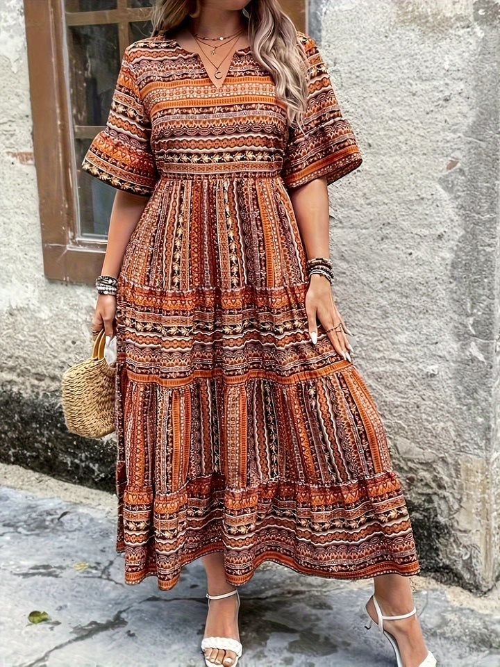 Marie | Robe Grande Taille Imprimé Étagée