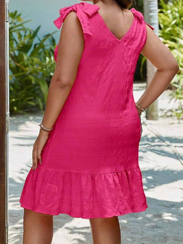 Viviane | Élégante Robe Pinafore Noire sans Manches avec Volants
